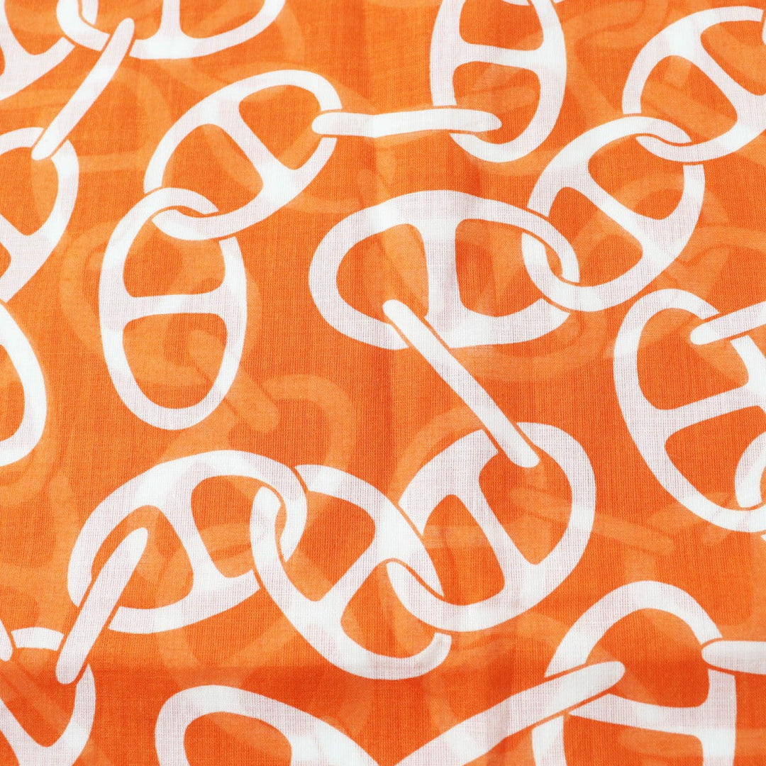 HERMES Stall Main: 100% cotton Orange Boite Naoussa Megaro mens Used Authentic