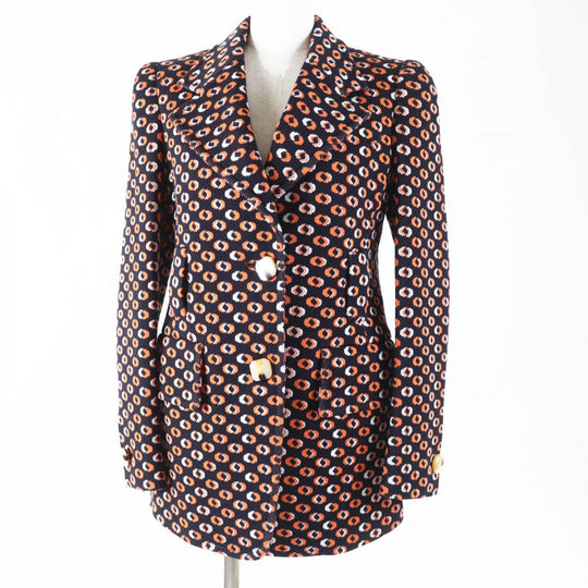 PRADA Jacket P524I Main: 100% cotton Black Orange White Women 40 Used Authentic