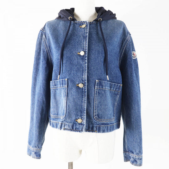 MONCLER Denim Jacket Main: 100% cotton, Part: 100% nylon, Part: 100% nylon Indigo blue LAMPUSA Women Used Authentic