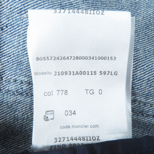 MONCLER Denim Jacket Main: 100% cotton, Part: 100% nylon, Part: 100% nylon Indigo blue LAMPUSA Women Used Authentic