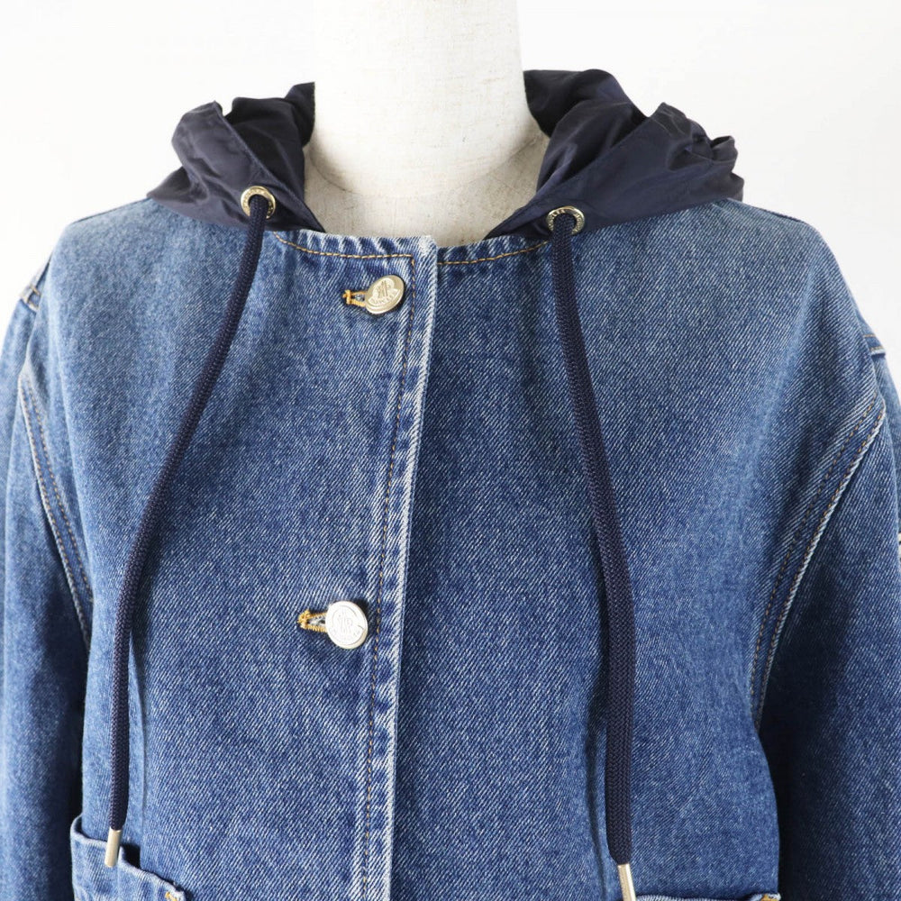MONCLER Denim Jacket Main: 100% cotton, Part: 100% nylon, Part: 100% nylon Indigo blue LAMPUSA Women Used Authentic
