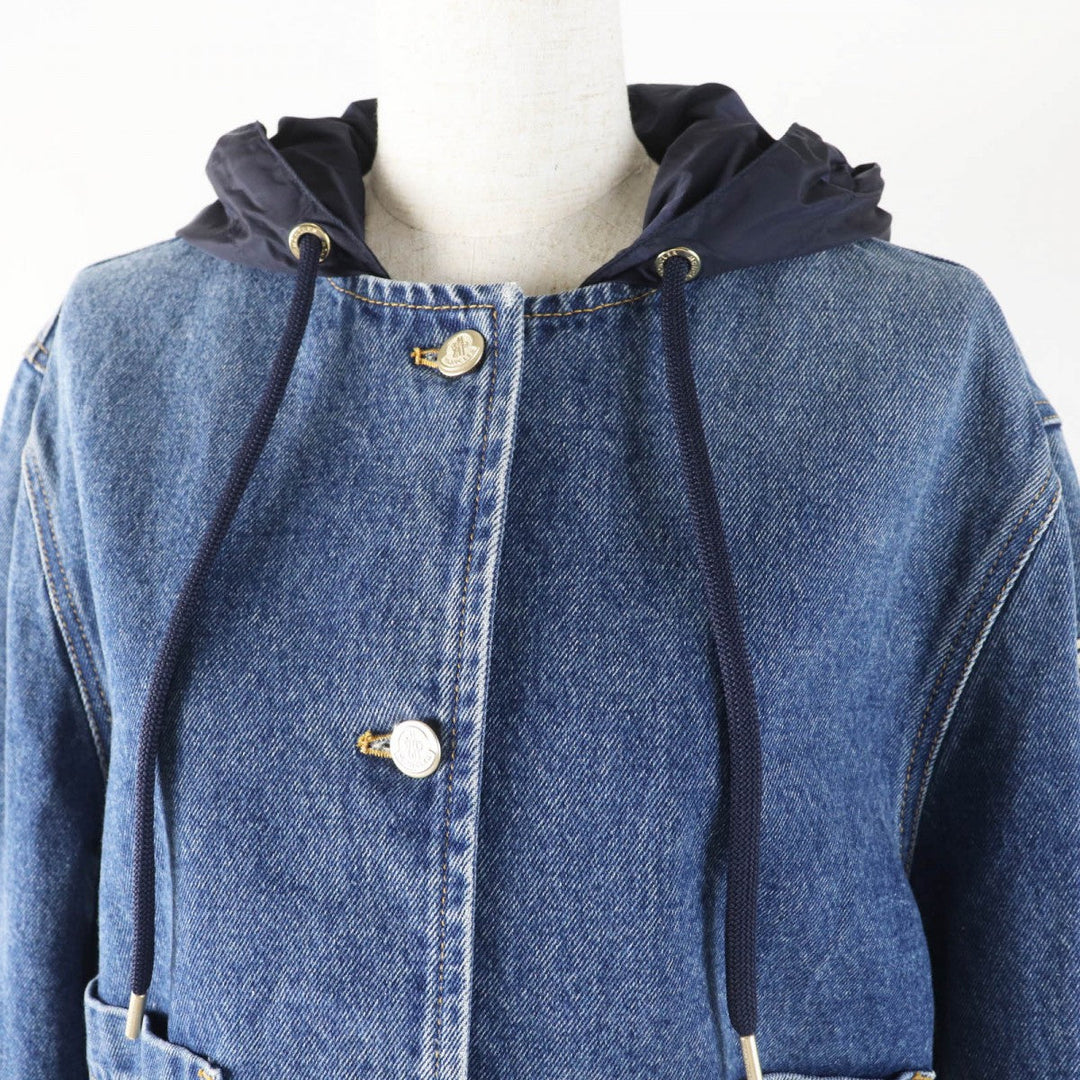 MONCLER Denim Jacket Main: 100% cotton, Part: 100% nylon, Part: 100% nylon Indigo blue LAMPUSA Women Used Authentic