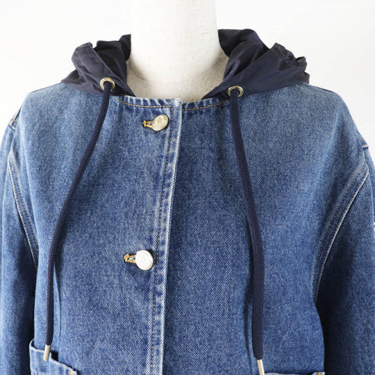 MONCLER Denim Jacket Main: 100% cotton, Part: 100% nylon, Part: 100% nylon Indigo blue LAMPUSA Women Used Authentic