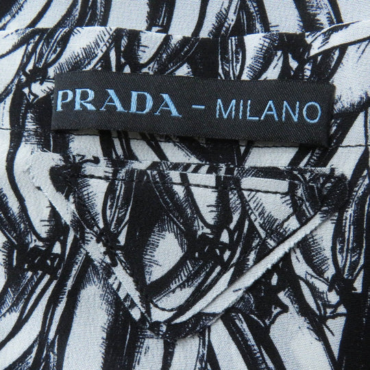 PRADA Long sleeve shirt P491C Main: 100% silk Black White Women 36 Used Authentic