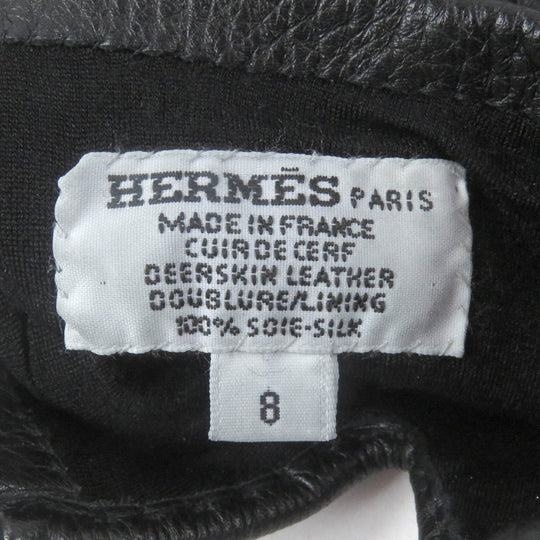 HERMES gloves Main: Deerskin, Lining: 100% Silk black mens 8 Used Authentic