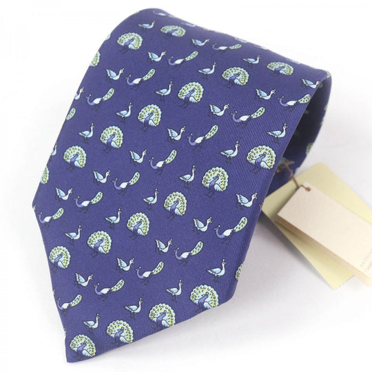 HERMES tie Main: 100% silk Marin mens Used Authentic