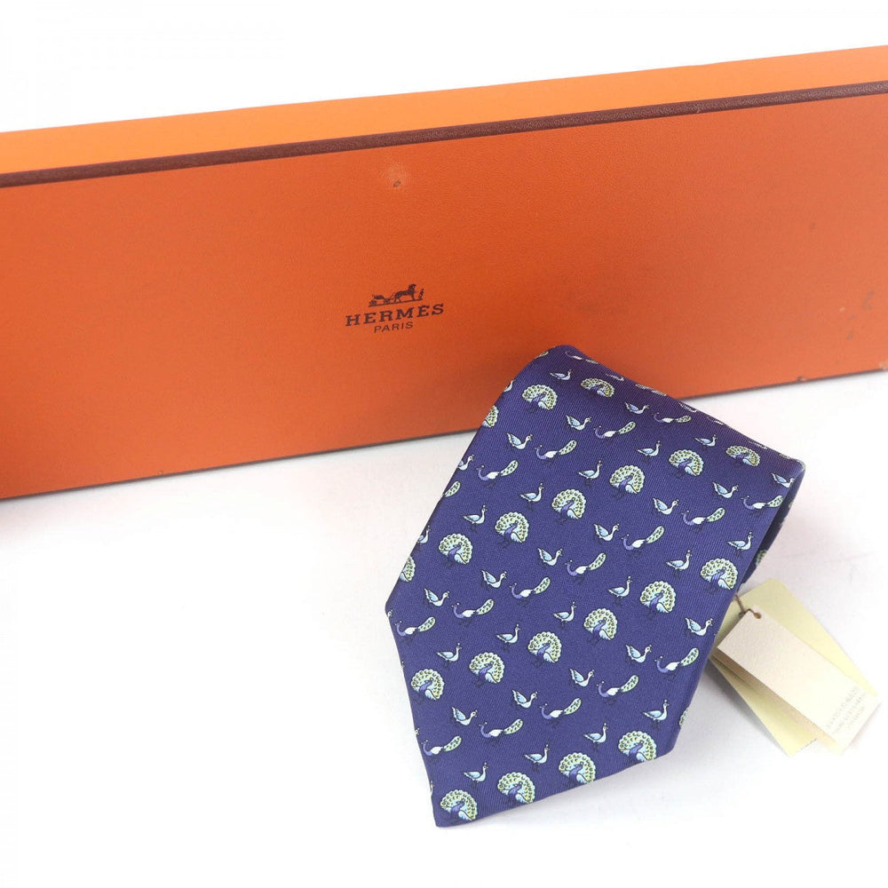 HERMES tie Main: 100% silk Marin mens Used Authentic