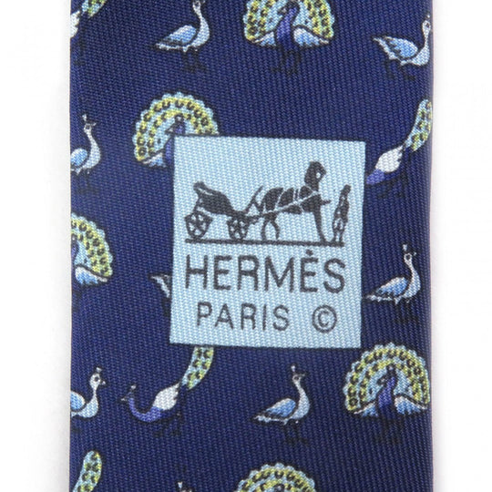 HERMES tie Main: 100% silk Marin mens Used Authentic