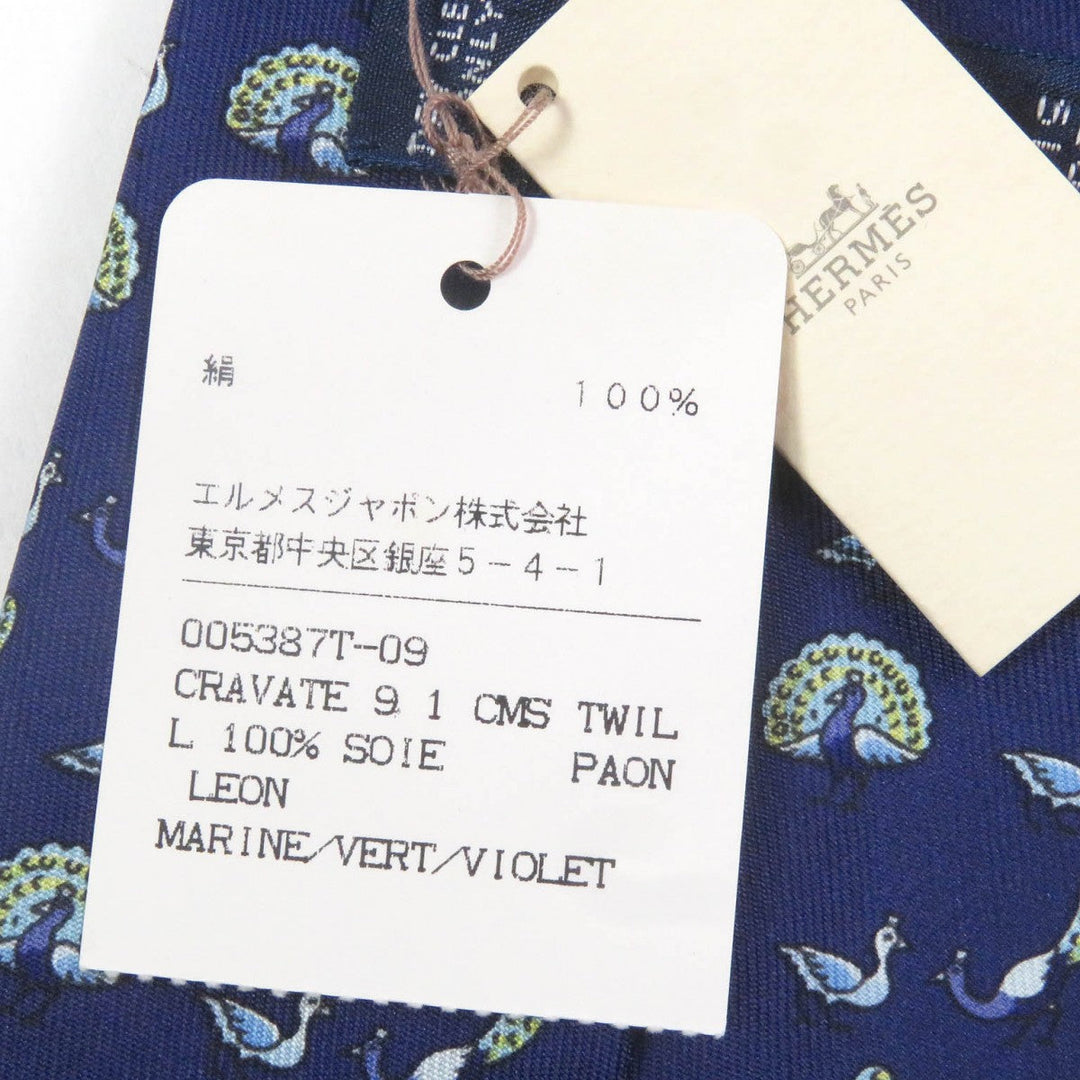 HERMES tie Main: 100% silk Marin mens Used Authentic
