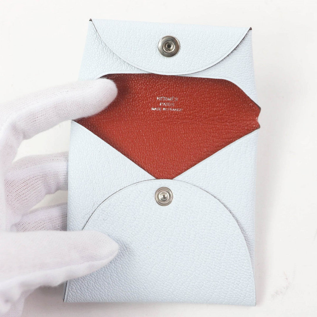 HERMES Coin case Main�FEpsom white Bastia mens(Unisex) Used Authentic