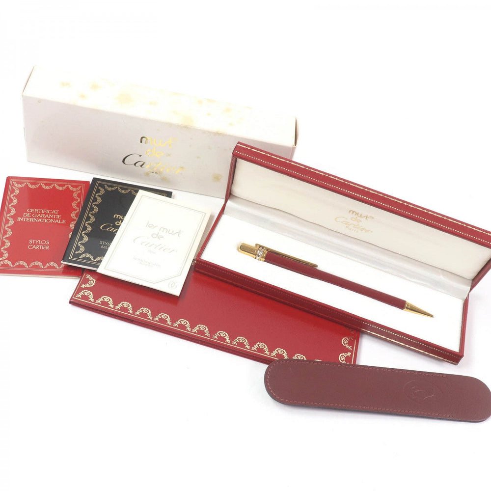 CARTIER Ballpoint pen metal Bordeaux Cartier Double Logo Trinity Do mens Used Authentic