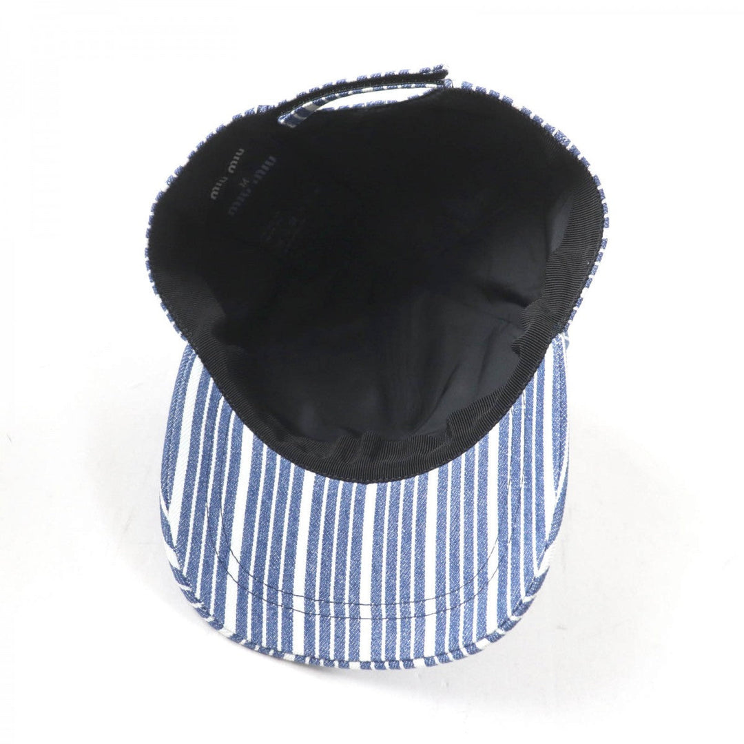 Miu Miu cap 5HC179 Main: 100% cotton Indigo white Women M Used Authentic