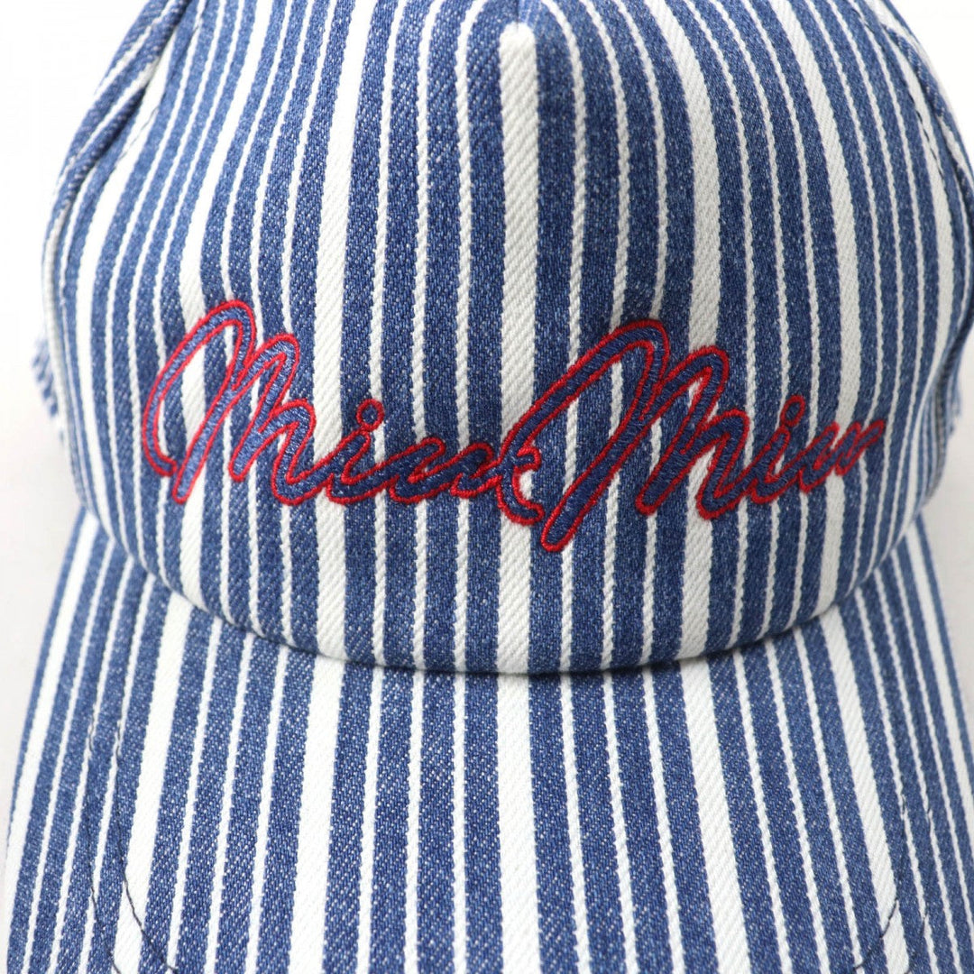 Miu Miu cap 5HC179 Main: 100% cotton Indigo white Women M Used Authentic