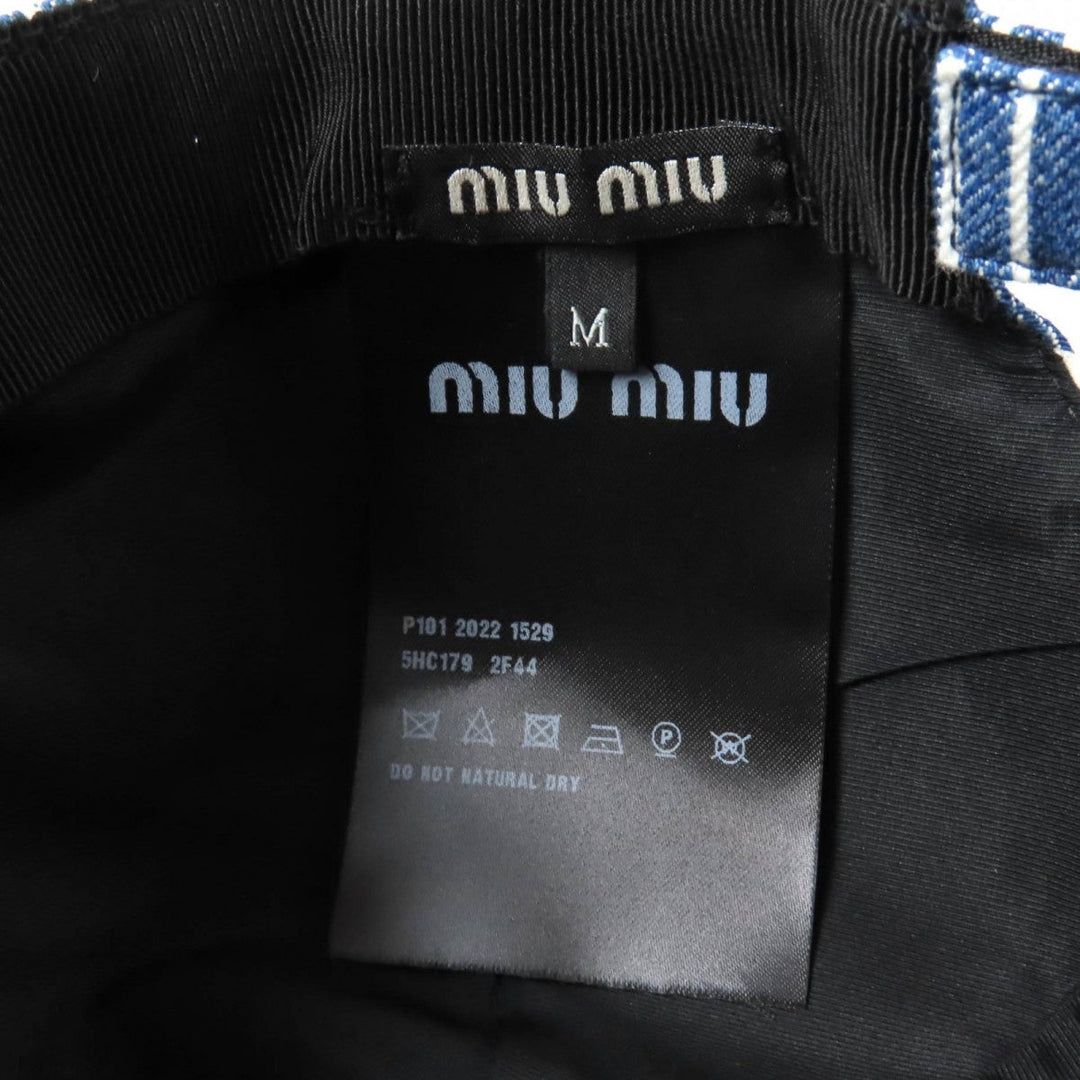 Miu Miu cap 5HC179 Main: 100% cotton Indigo white Women M Used Authentic