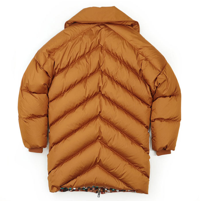 HERMES Down jacket [Outer material] 100% polyester; [Lining] 98% polyester, 2% polyurethane; [Filling] 90% down, 10% feather; [Knitted part] 80% virgin wool Orange Women 36 Used Authentic