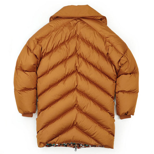 HERMES Down jacket [Outer material] 100% polyester; [Lining] 98% polyester, 2% polyurethane; [Filling] 90% down, 10% feather; [Knitted part] 80% virgin wool Orange Women 36 Used Authentic