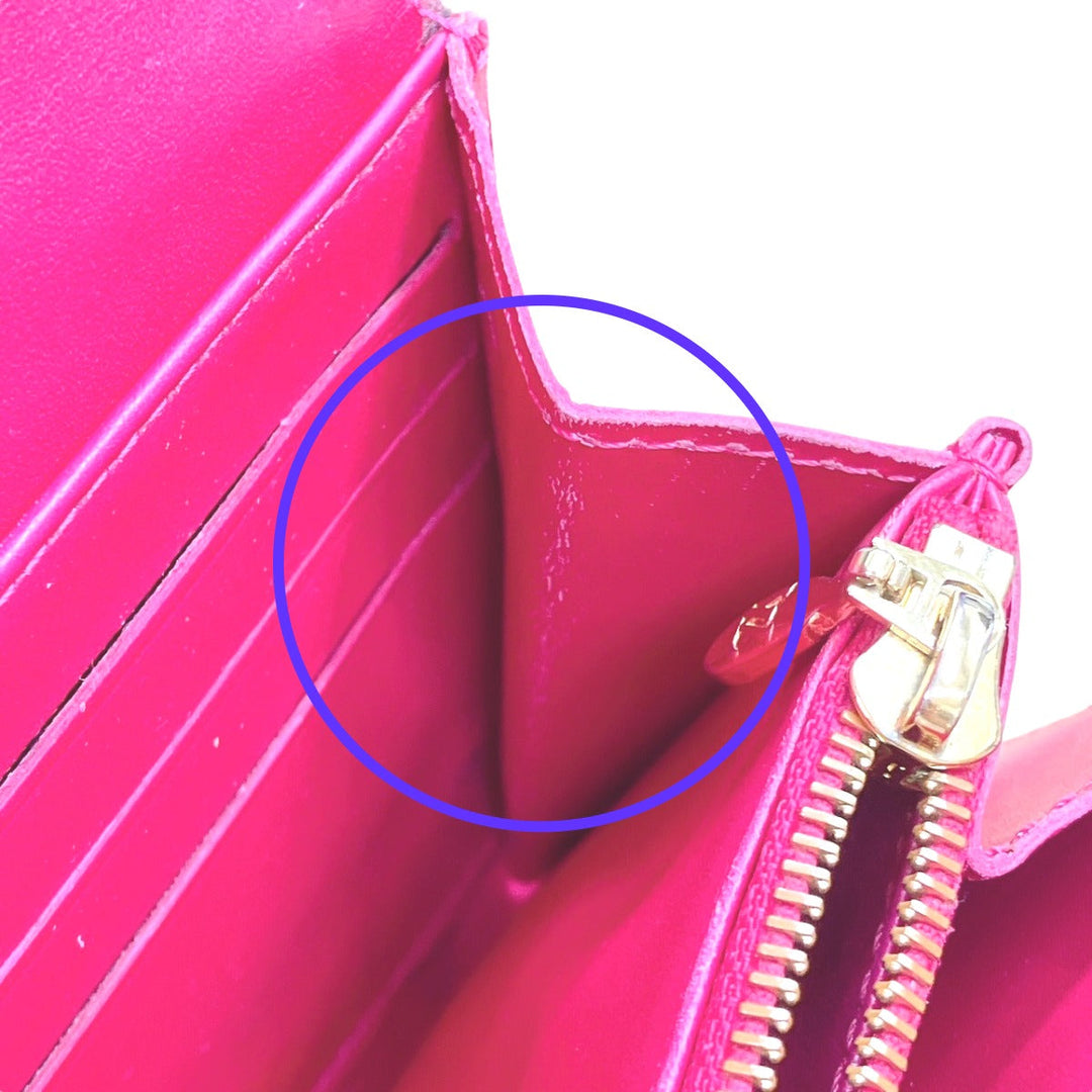 LOUIS VUITTON Long Wallet Purse M90022 enamel Rose Andian Pink Long Wallet Purse Monogram Vernis Portefeuille Sara Women Used Authentic