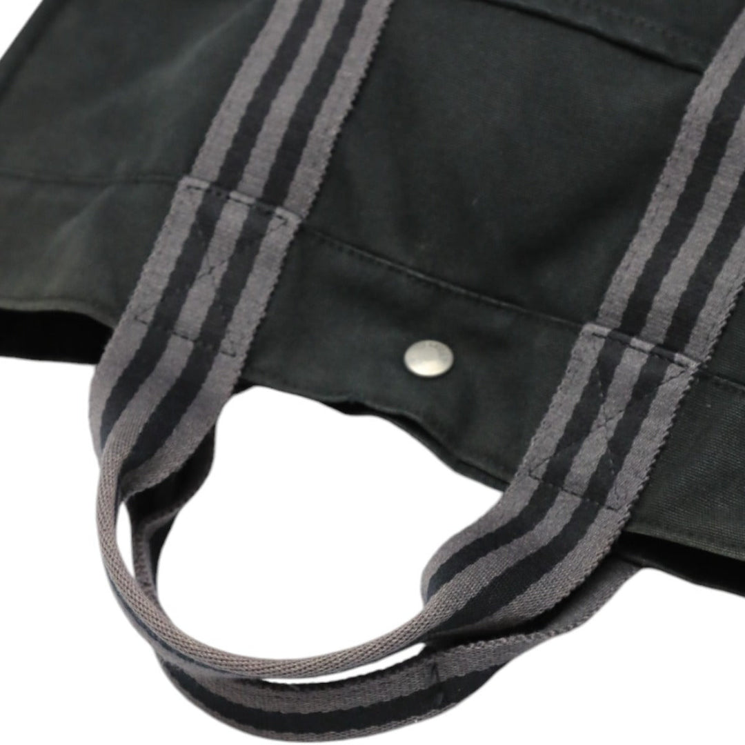 HERMES Tote Bag canvas canvas black Gray Line Fool Toe Tote MM