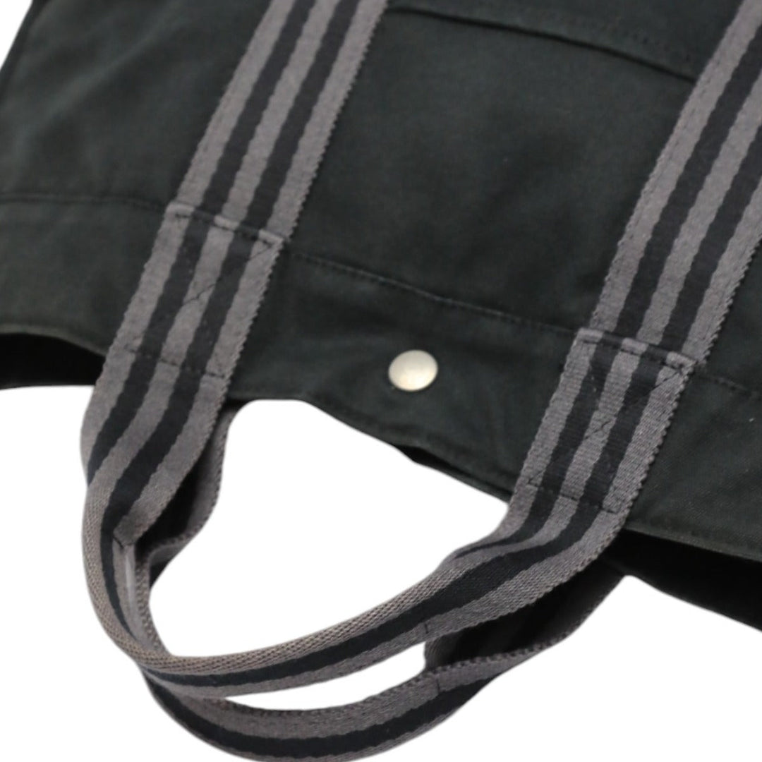 HERMES Tote Bag canvas canvas black Gray Line Fool Toe Tote MM