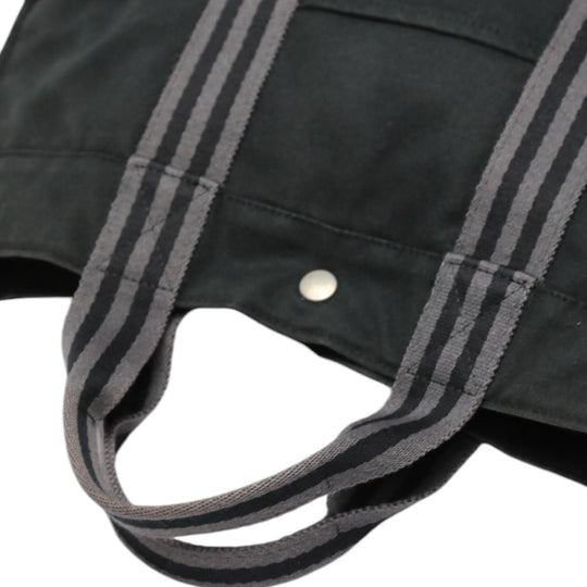 HERMES Tote Bag canvas canvas black Gray Line Fool Toe Tote MM