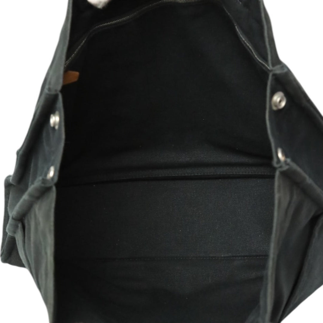 HERMES Tote Bag canvas canvas black Gray Line Fool Toe Tote MM