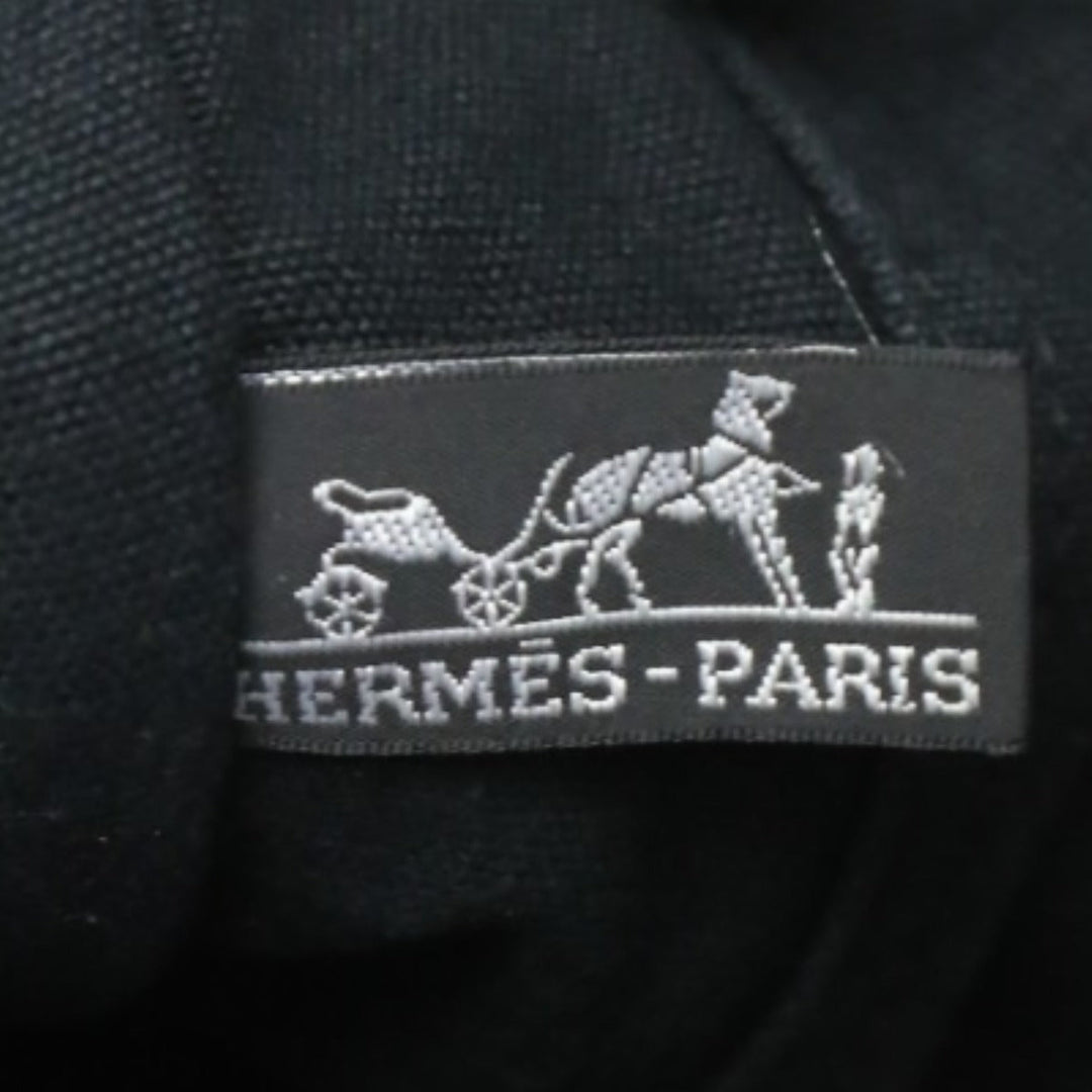 HERMES Tote Bag canvas canvas black Gray Line Fool Toe Tote MM