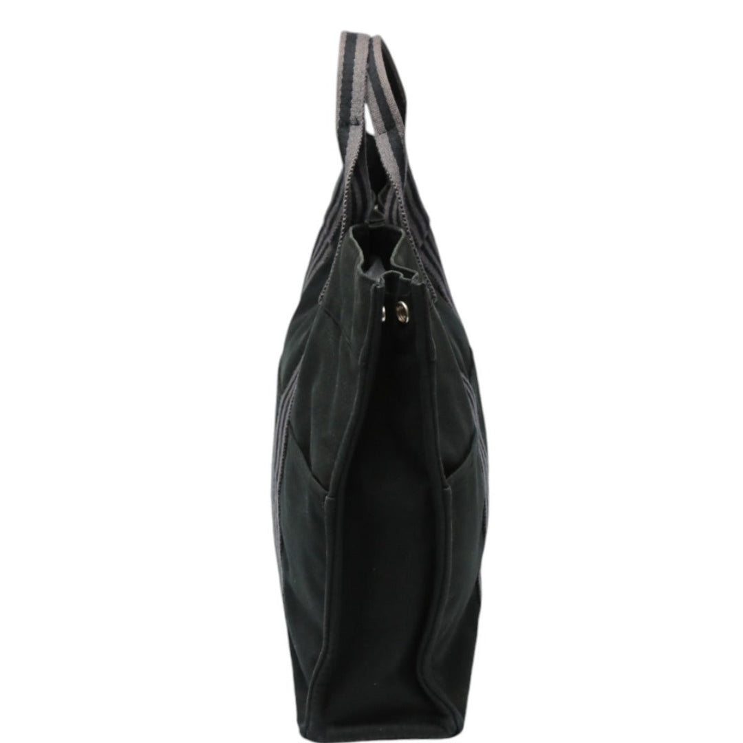 HERMES Tote Bag canvas canvas black Gray Line Fool Toe Tote MM