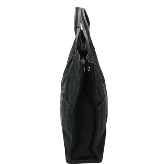 HERMES Tote Bag canvas canvas black Gray Line Fool Toe Tote MM