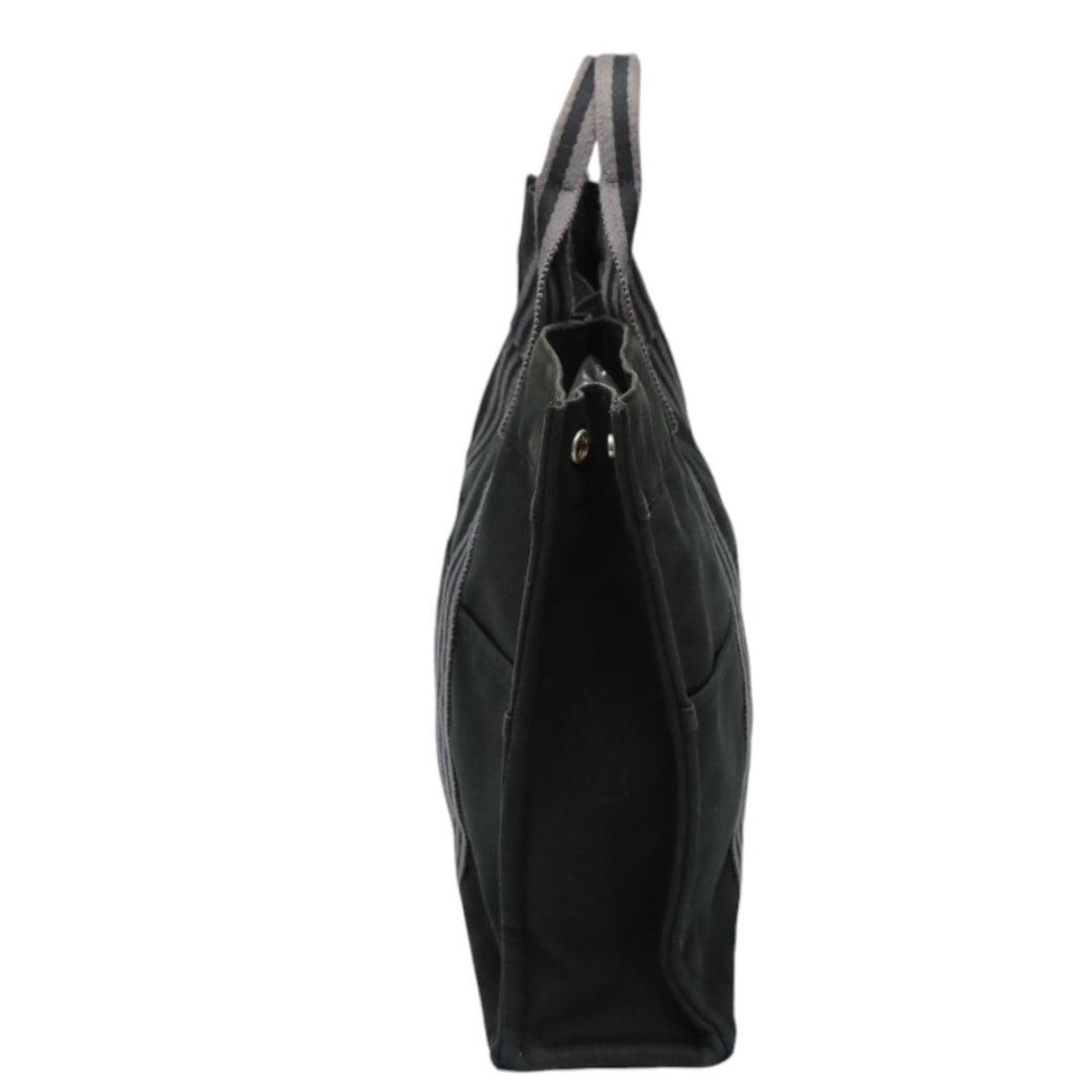 HERMES Tote Bag canvas canvas black Gray Line Fool Toe Tote MM