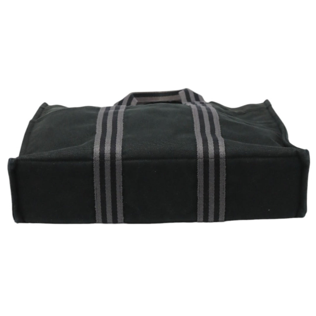 HERMES Tote Bag canvas canvas black Gray Line Fool Toe Tote MM