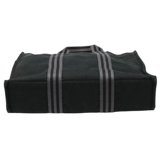 HERMES Tote Bag canvas canvas black Gray Line Fool Toe Tote MM