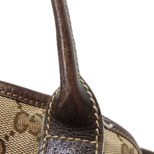 GUCCI Tote Bag 163805 GG canvas x calf leather beige Sherry line Web stripe bow tote