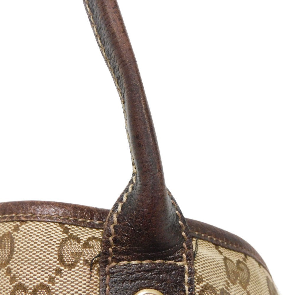 GUCCI Tote Bag 163805 GG canvas x calf leather beige Sherry line Web stripe bow tote