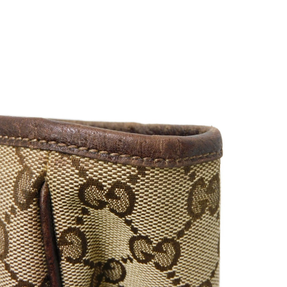 GUCCI Tote Bag 163805 GG canvas x calf leather beige Sherry line Web stripe bow tote