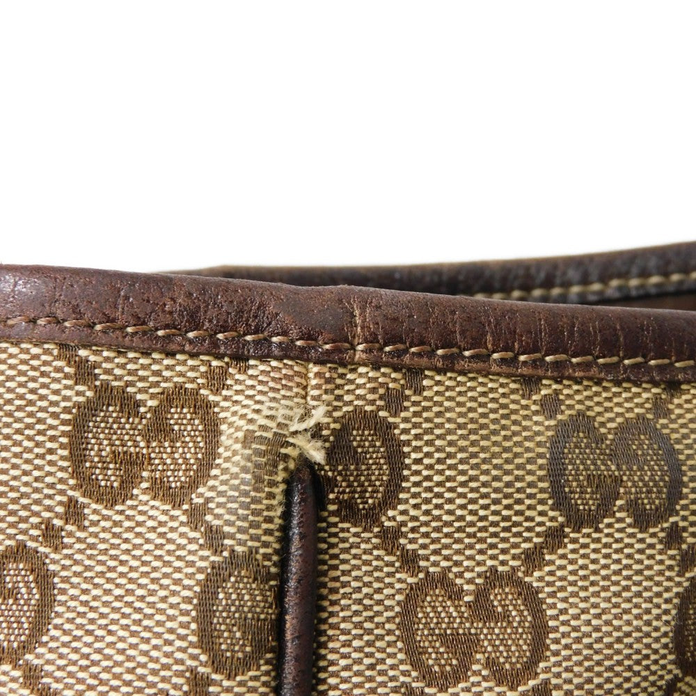 GUCCI Tote Bag 163805 GG canvas x calf leather beige Sherry line Web stripe bow tote