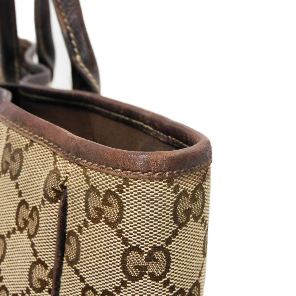 GUCCI Tote Bag 163805 GG canvas x calf leather beige Sherry line Web stripe bow tote
