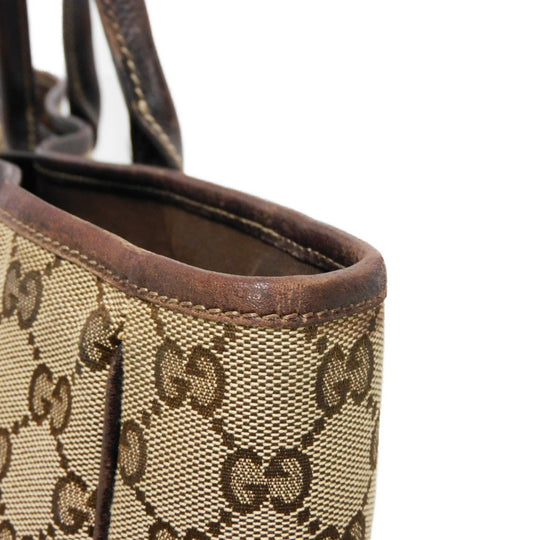 GUCCI Tote Bag 163805 GG canvas x calf leather beige Sherry line Web stripe bow tote