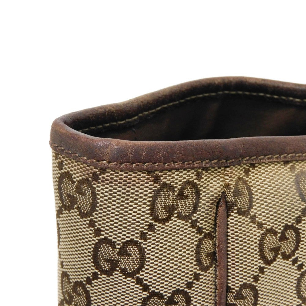 GUCCI Tote Bag 163805 GG canvas x calf leather beige Sherry line Web stripe bow tote