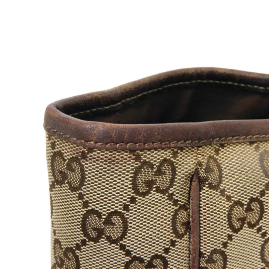 GUCCI Tote Bag 163805 GG canvas x calf leather beige Sherry line Web stripe bow tote