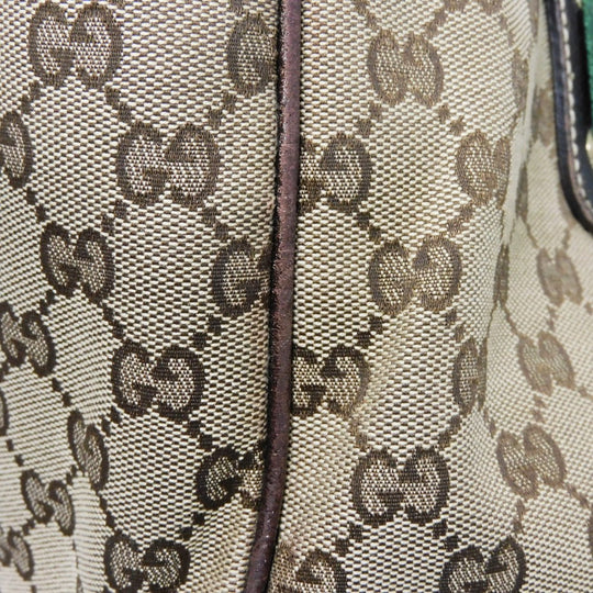 GUCCI Tote Bag 163805 GG canvas x calf leather beige Sherry line Web stripe bow tote