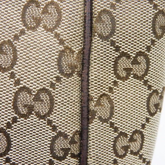 GUCCI Tote Bag 163805 GG canvas x calf leather beige Sherry line Web stripe bow tote