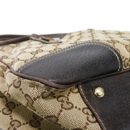 GUCCI Tote Bag 163805 GG canvas x calf leather beige Sherry line Web stripe bow tote