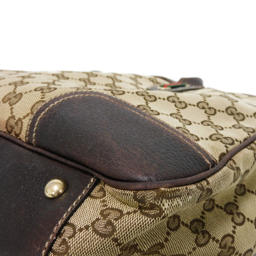 GUCCI Tote Bag 163805 GG canvas x calf leather beige Sherry line Web stripe bow tote