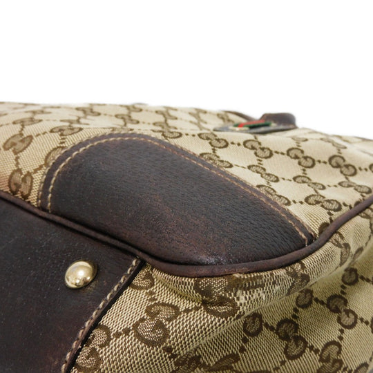 GUCCI Tote Bag 163805 GG canvas x calf leather beige Sherry line Web stripe bow tote