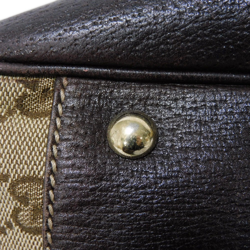 GUCCI Tote Bag 163805 GG canvas x calf leather beige Sherry line Web stripe bow tote