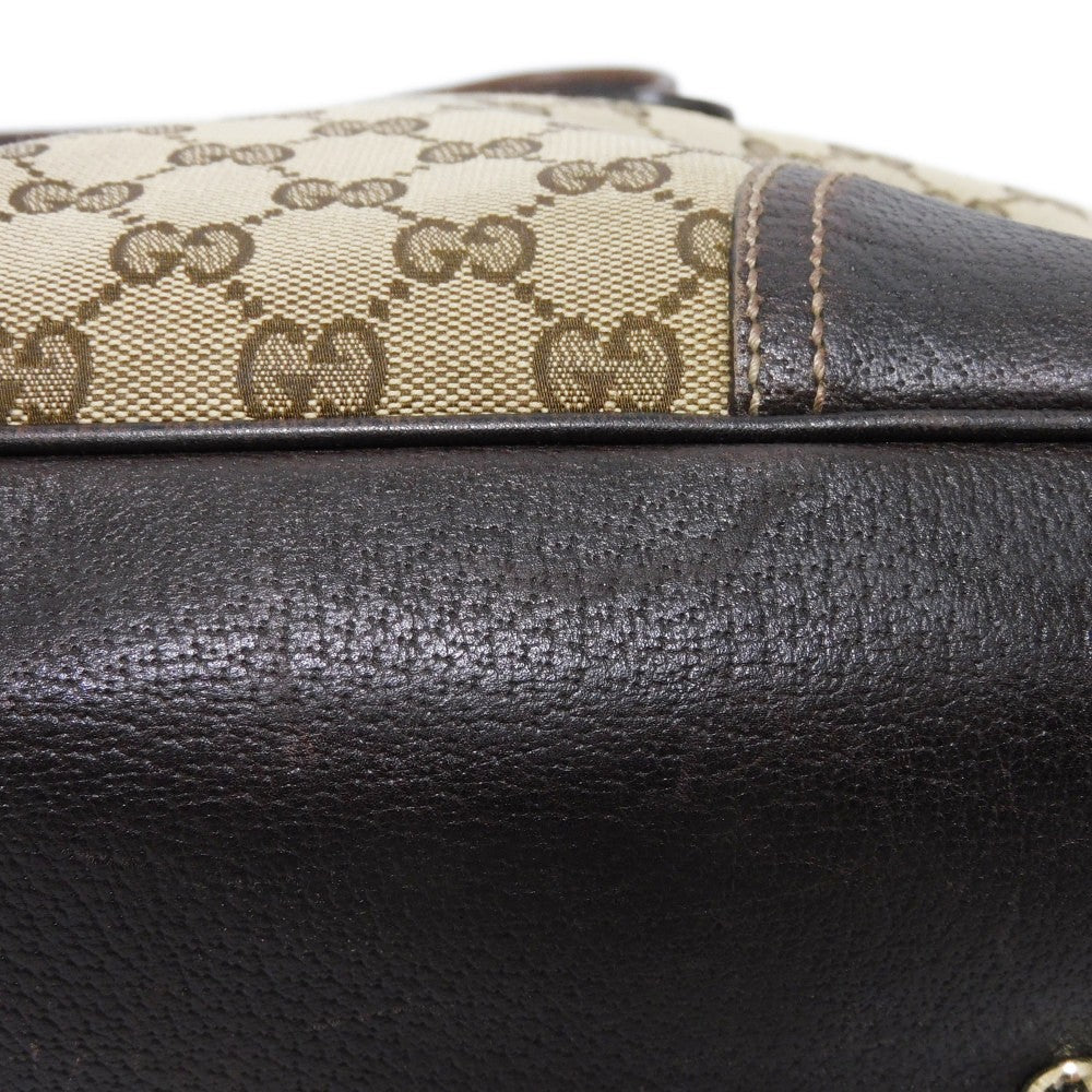 GUCCI Tote Bag 163805 GG canvas x calf leather beige Sherry line Web stripe bow tote