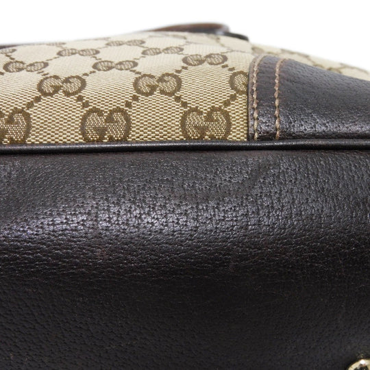 GUCCI Tote Bag 163805 GG canvas x calf leather beige Sherry line Web stripe bow tote