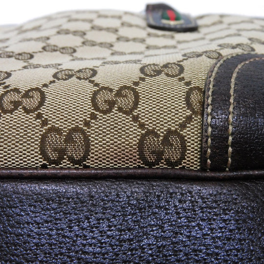 GUCCI Tote Bag 163805 GG canvas x calf leather beige Sherry line Web stripe bow tote