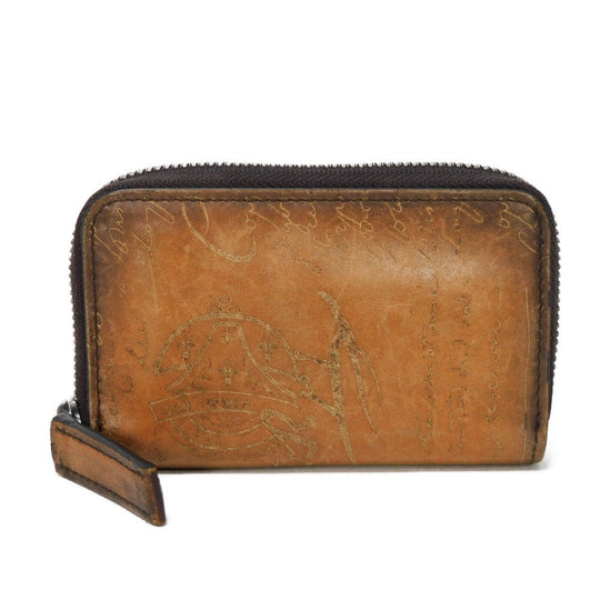 Berluti Key case Key holder  Venice Calfskin Leather Brown Calligraphy Koto Scrit Leather Zip Keychain