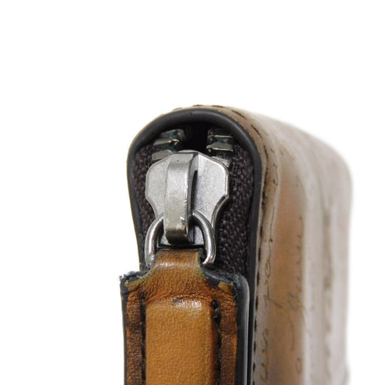 Berluti Key case Key holder  Venice Calfskin Leather Brown Calligraphy Koto Scrit Leather Zip Keychain